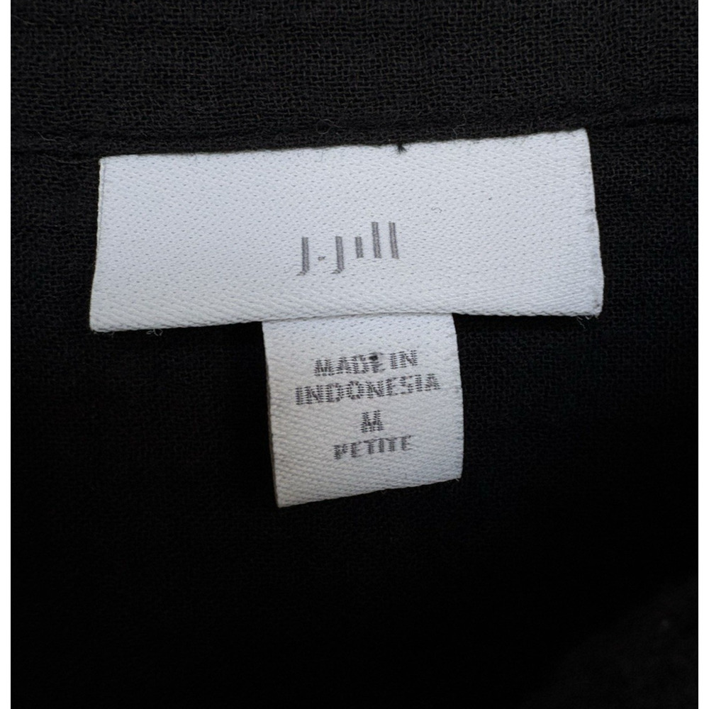 J Jill 100% Cotton Gauze Button Front Tunic Shirt Long Sleeves Black M Petite - Picture 6 of 13
